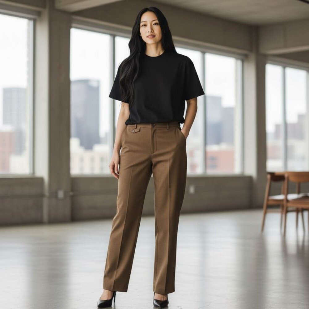 JM Collection Light Brown Career Pants. Size 6. Office Business. Easy Care. Zip‎